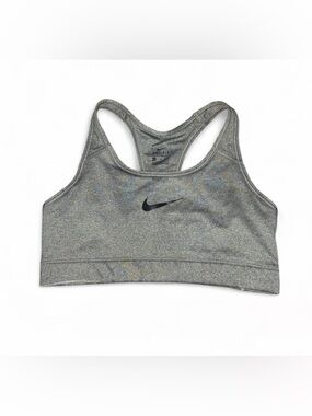 Nike Heather Grey Racerback Sports Bra with Black Swoosh